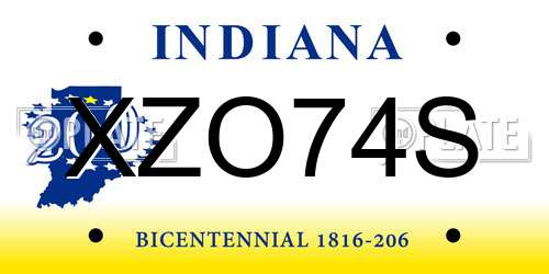 XZO74S Indiana License Plate