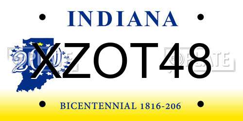 XZOT48 Indiana License Plate