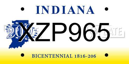XZP965 Indiana License Plate