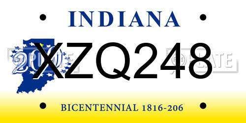 XZQ248 Indiana License Plate