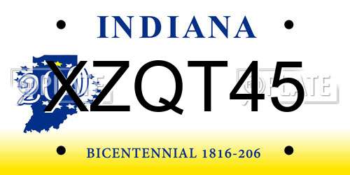 XZQT45 Indiana License Plate