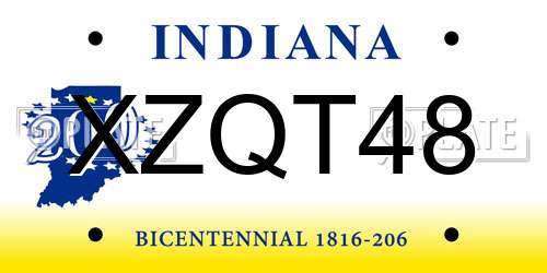 XZQT48 Indiana License Plate