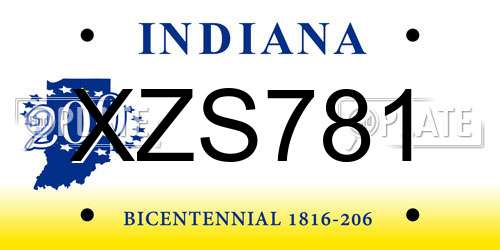 XZS781 Indiana License Plate