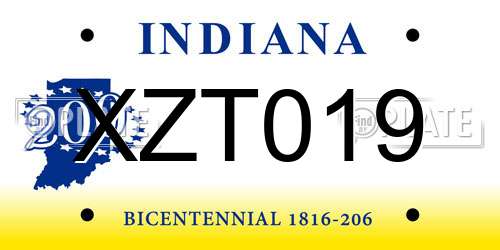 XZT019 Indiana License Plate