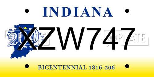 XZW747 Indiana License Plate