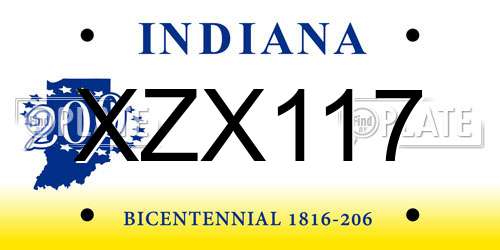 XZX117 Indiana License Plate