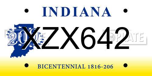 XZX642 Indiana License Plate