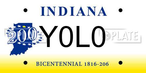 Y0L0 Indiana License Plate