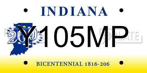 Y105MP Indiana License Plate
