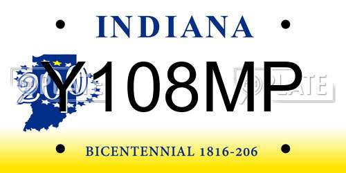 Y108MP Indiana License Plate