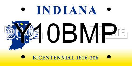 Y10BMP Indiana License Plate