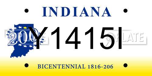 Y1415I Indiana License Plate