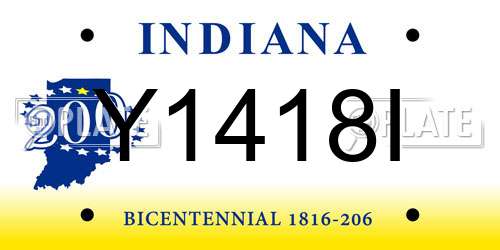 Y1418I Indiana License Plate