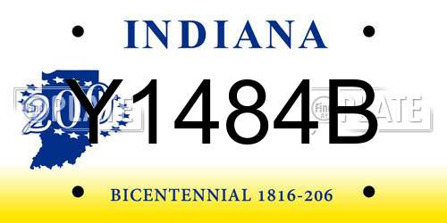 Y1484B Indiana License Plate