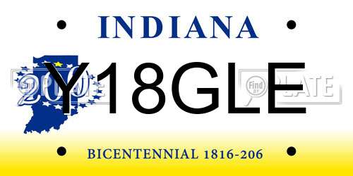 Y18GLE Indiana License Plate