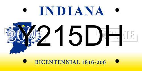 Y215DH Indiana License Plate