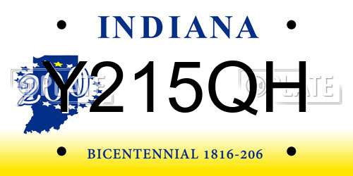 Y215QH Indiana License Plate