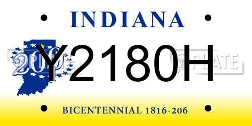 Y2180H Indiana License Plate