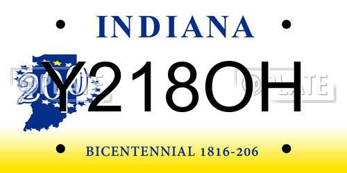 Y218OH Indiana License Plate
