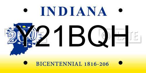 Y21BQH Indiana License Plate