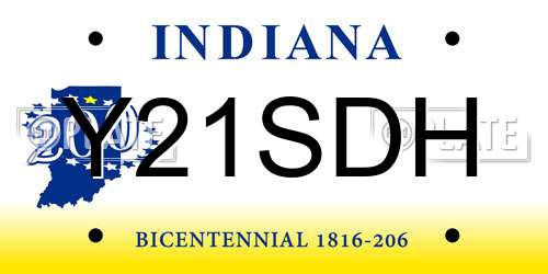 Y21SDH Indiana License Plate
