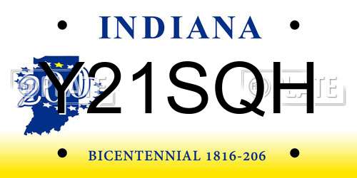 Y21SQH Indiana License Plate