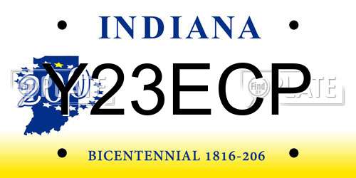 Y23ECP Indiana License Plate