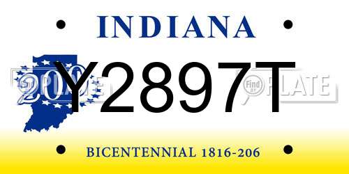 Y2897T Indiana License Plate