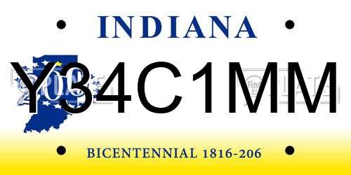 Y34C1MM Indiana License Plate
