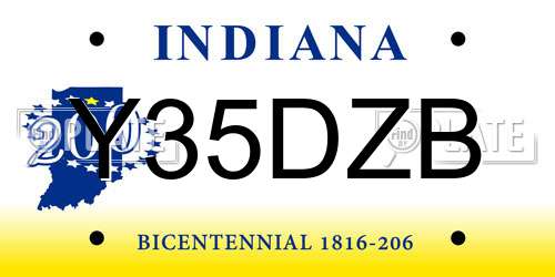 Y35DZB Indiana License Plate