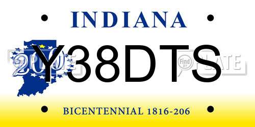 Y38DTS Indiana License Plate