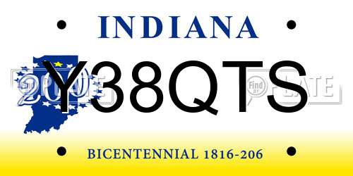 Y38QTS Indiana License Plate