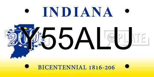 Y55ALU Indiana License Plate