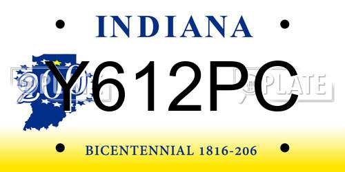Y612PC Indiana License Plate