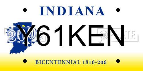 Y61KEN Indiana License Plate