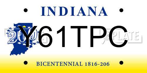 Y61TPC Indiana License Plate
