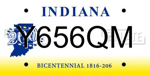 Y656QM Indiana License Plate