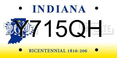 Y715QH Indiana License Plate