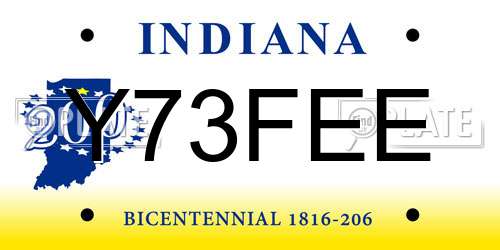 Y73FEE Indiana License Plate