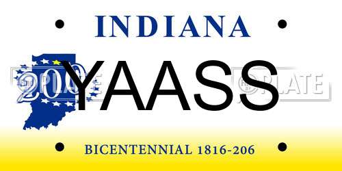 YAASS Indiana License Plate