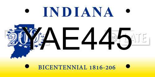 YAE445 Indiana License Plate
