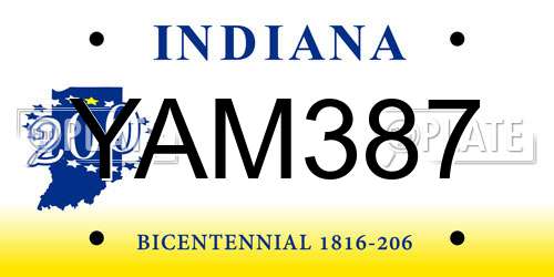 YAM387 Indiana License Plate