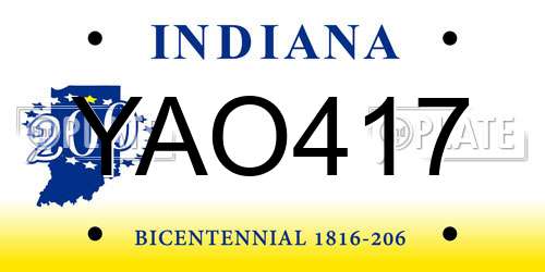 YAO417 Indiana License Plate