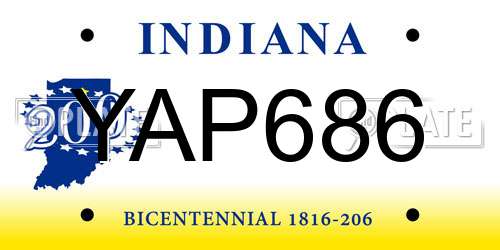 YAP686 Indiana License Plate