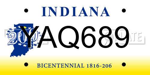 YAQ689 Indiana License Plate