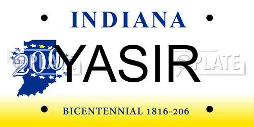 YASIR Indiana License Plate