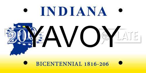 YAVOY Indiana License Plate