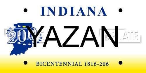 YAZAN Indiana License Plate