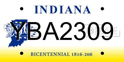 YBA2309 Indiana License Plate