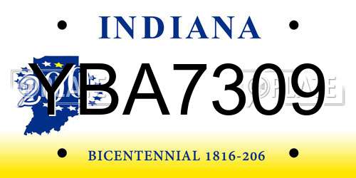 YBA7309 Indiana License Plate